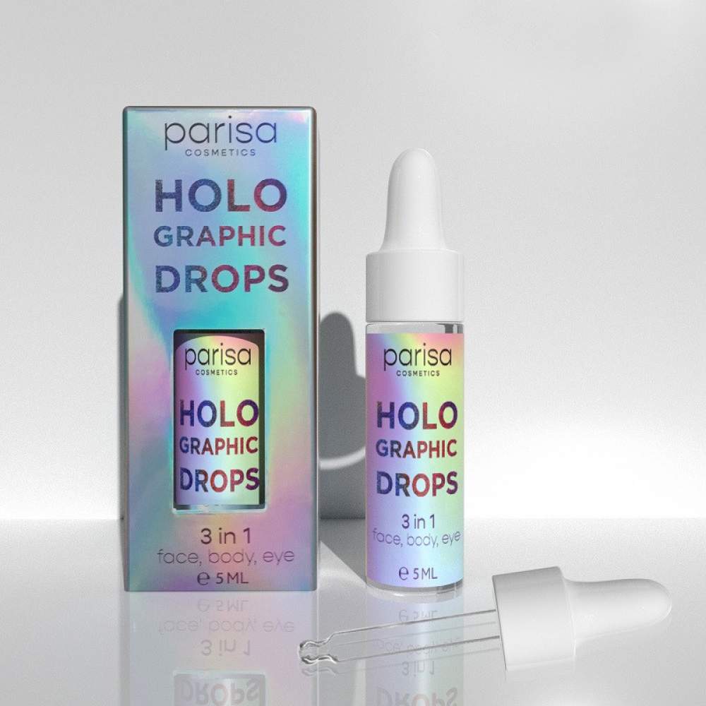 Рідкий хайлайтер Голографічні краплі для обличчя і тіла Parisa Cosmetics Holographic Drops 3 в 1 сяючі