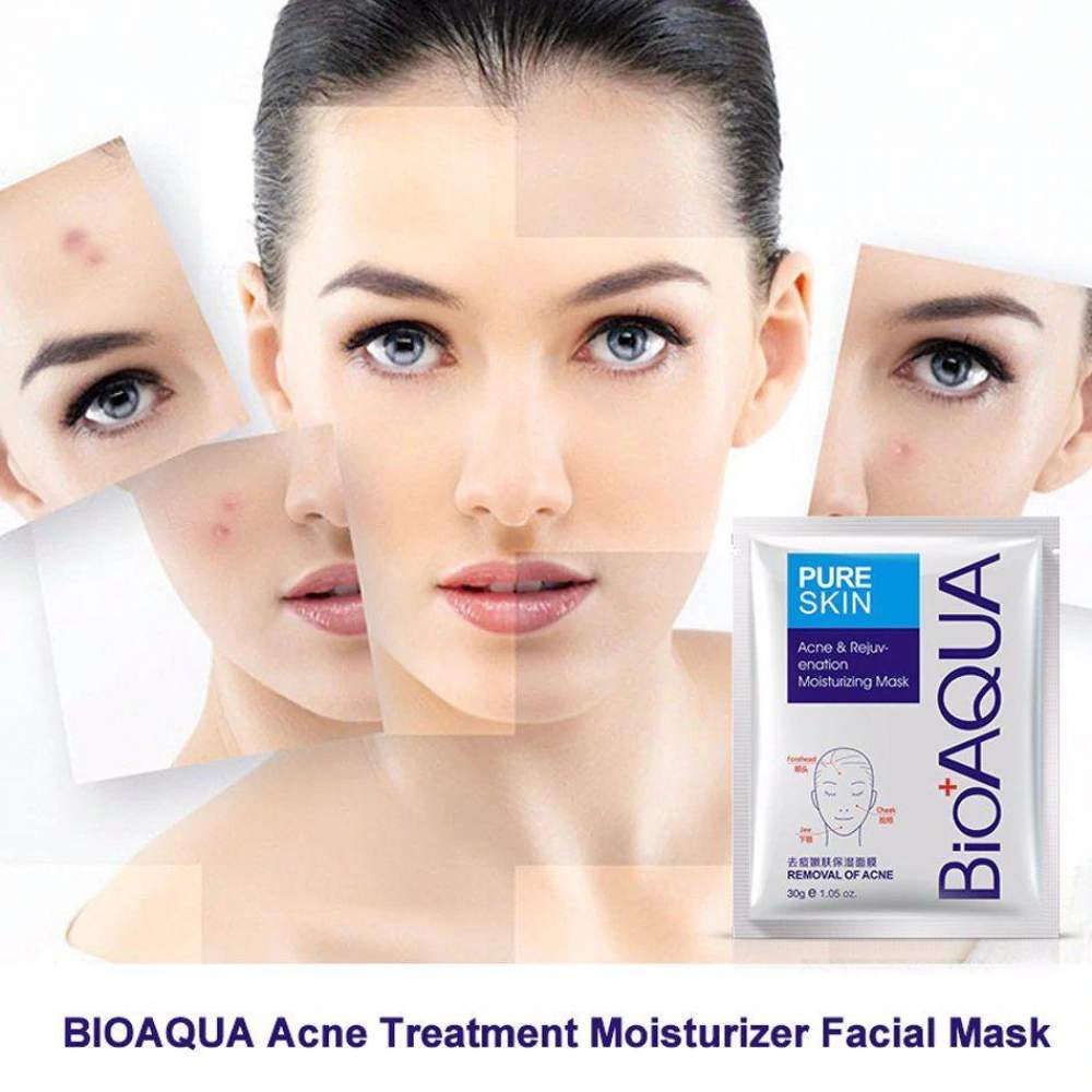 Тканинна маска для обличчя очищаюча Анти Акне BIOAQUA Pure Skin (1шт) Маска для проблемної жирної шкіри обличчя