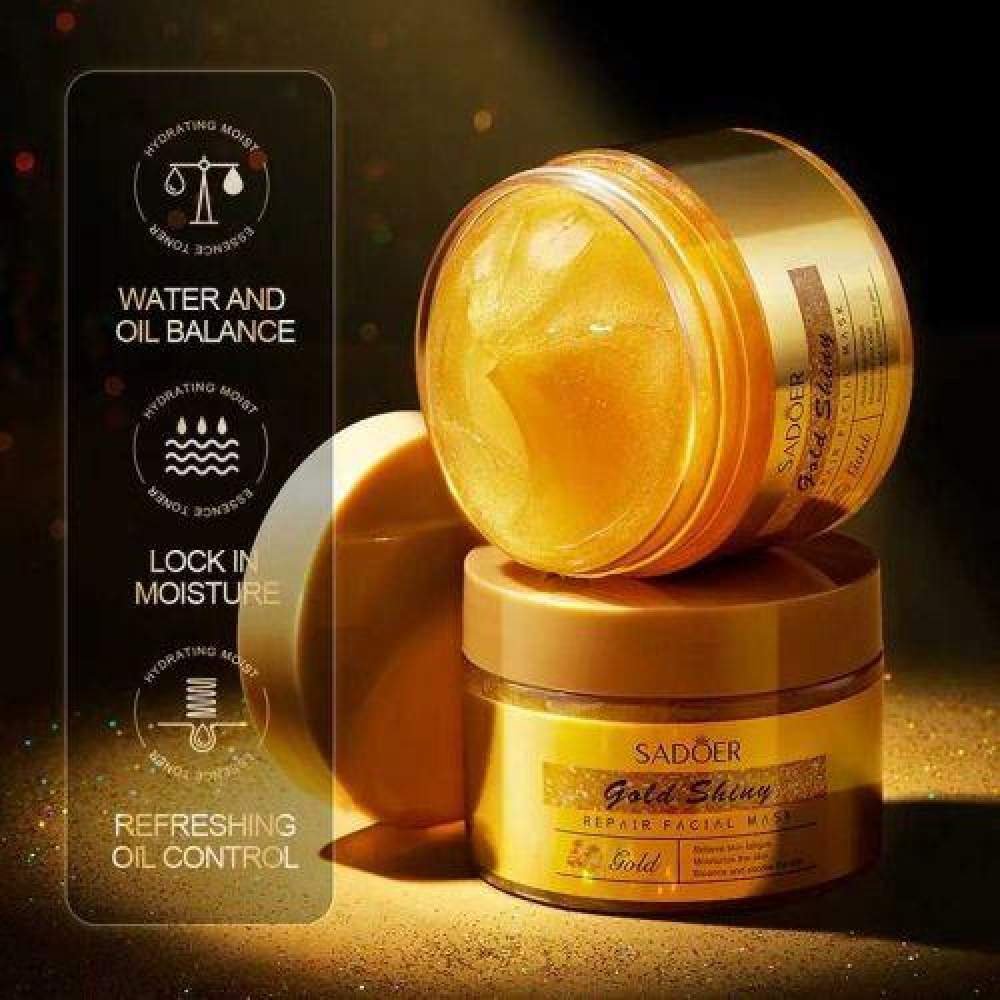 Маска для обличчя зволожуюча та вирівнююча тон із золотом Sadoer Gold Shiny Repair Facial Mask 120г