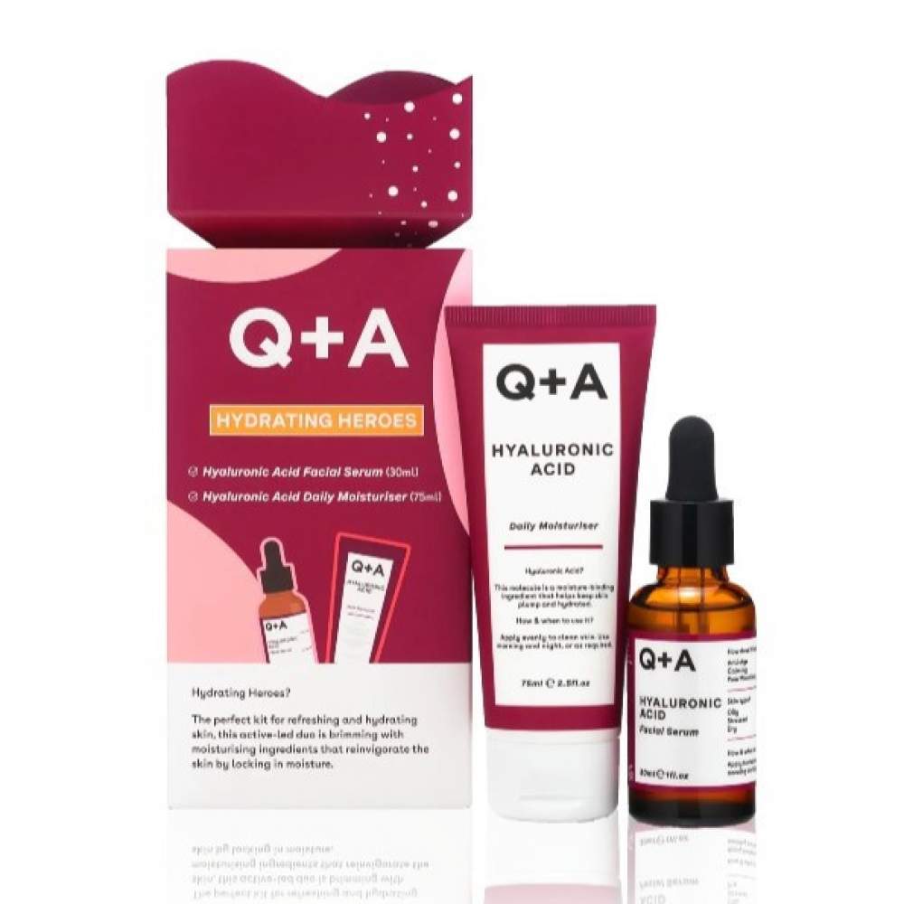 Подарунковий набір для зволоження шкіри Q+A Hydrating Heroes Gift Set